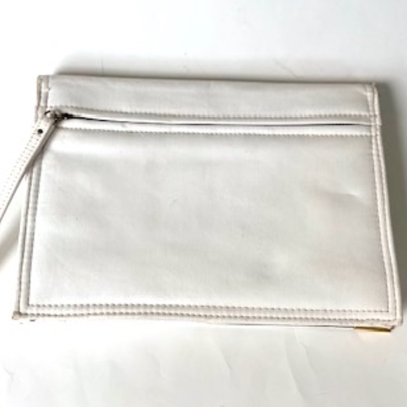 Vintage Markay Bags White leather Clutch with Gold Accents - Picture 2 of 7